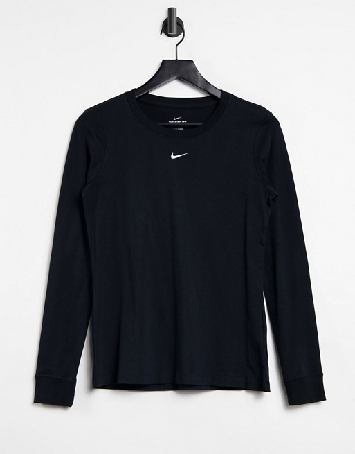 Nike essential long sleeve t-shirt in black - BLACK