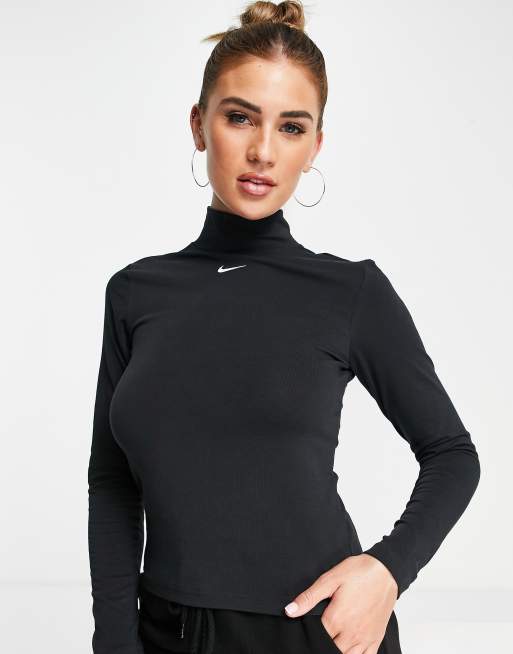 Black Full Sleeves Mock Neck