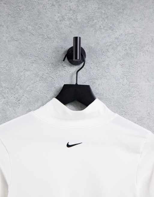 Nike essential long sleeve t shirt with mock neck in white