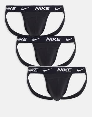 Nike - Essential - Lot de 3 jock-straps en coton stretch - Noir