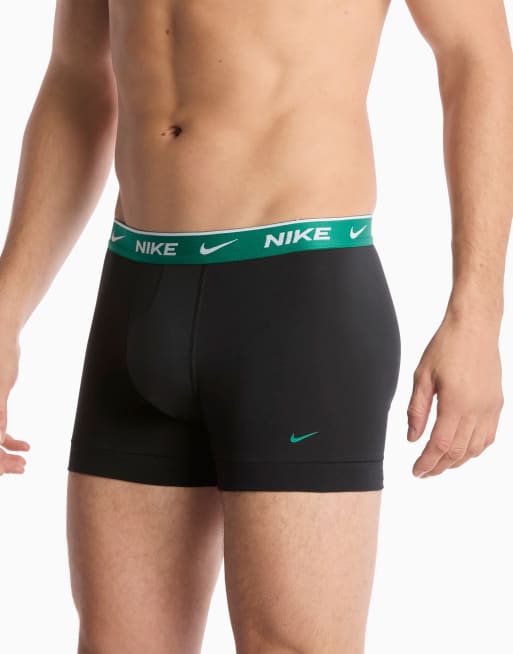 Nike - Essential - Lot de 3 boxers en coton à taille verte/orange/marron - Noir, 3 de 4