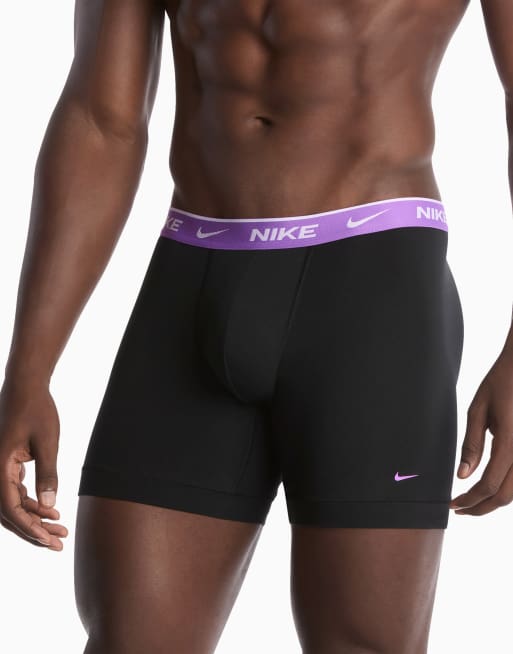 Nike - Essential - Lot de 3 boxers en coton à taille violet/orange/noir - Noir, 2 de 4