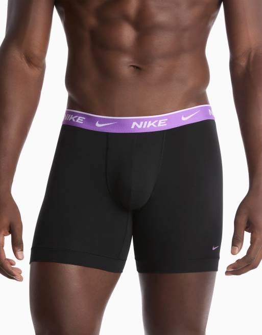 Nike - Essential - Lot de 3 boxers en coton à taille violet/orange/noir - Noir, 3 de 4