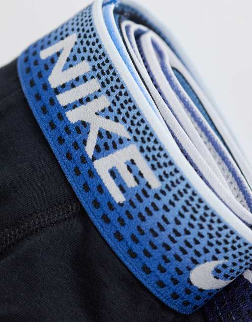 Nike - Essential - Lot de 3 boxers en coton avec taille bleue et violette - Bleu, 3 de 3
