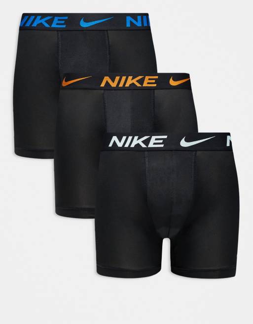 Nike - Essential - Lot de 3 boxers en microfibre avec taille logo colorée - Noir