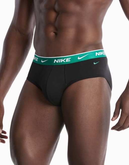 Nike - Essential - Lot de 3 slips en coton à taille verte/orange/marron - Noir, 3 de 4