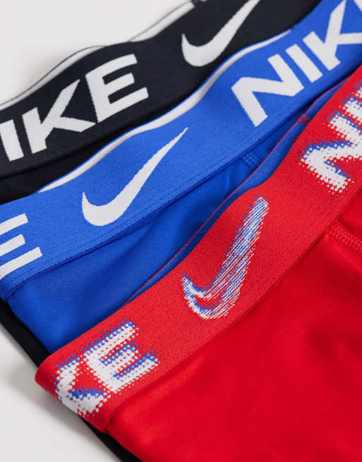 Nike Essential Micro 3 pack boxer briefs in black/red/blue, 2 of 3