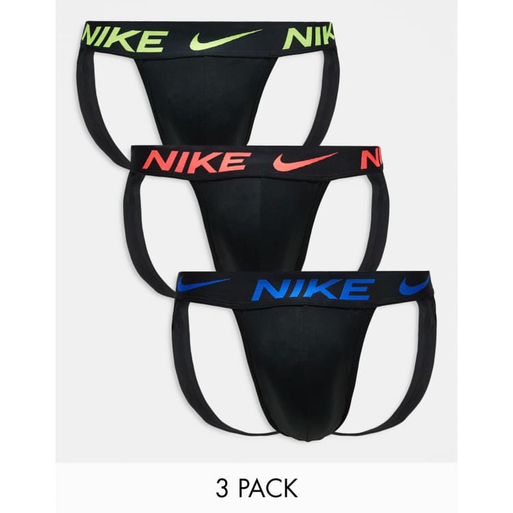 Nike Essential Micro pack Jockstraps in black with coloured