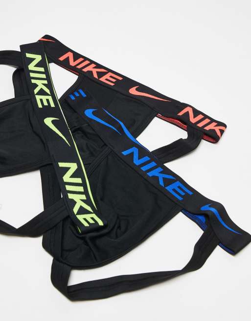 Nike Essential Micro pack Jockstraps in black with coloured
