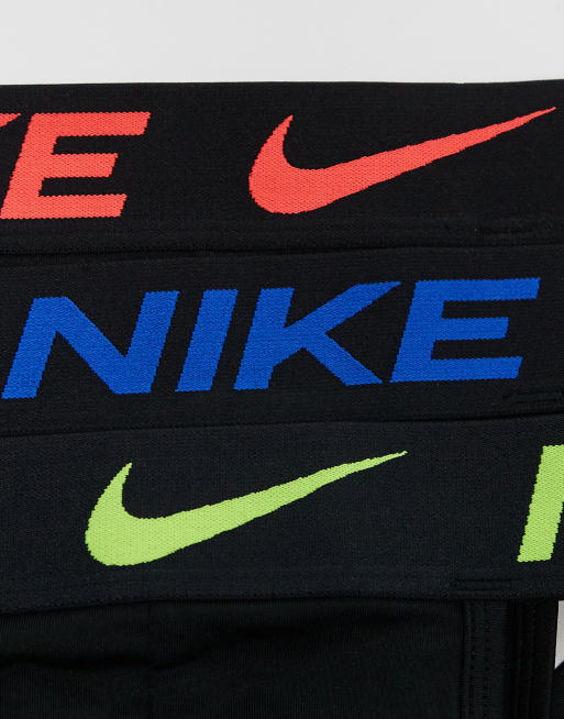 Nike Essential Micro 3 pack Jockstraps in black with coloured waistband ASOS