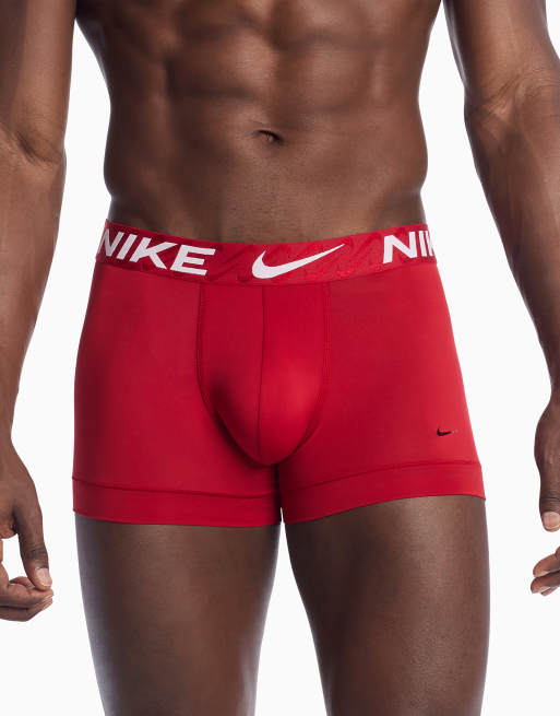 Nike Essential Micro 3 pack trunks in red/black, 2 of 3