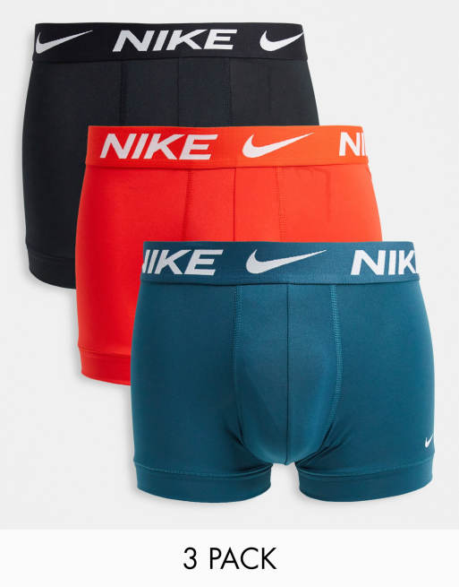 Nike - Essential Micro - Confezione da 3 boxer aderenti arancione/nero/verde-azzurro