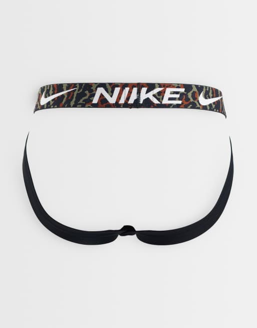 Nike Essential Micro pakke med 3 jockstraps med elastik i taljen med dyreprint, sort, 2 af 3