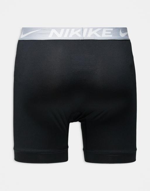 Nike Essential Microfiber 3-pack boxer briefs in black with red/gray/purple waistbands, 3 of 3
