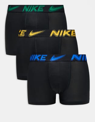 Nike Essential Microfiber 3 Pack Boxer Briefs In Black