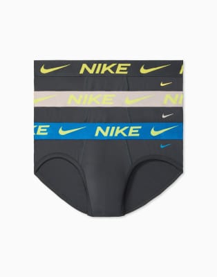 Nike Essential Microfiber 3 Pack Briefs In Black