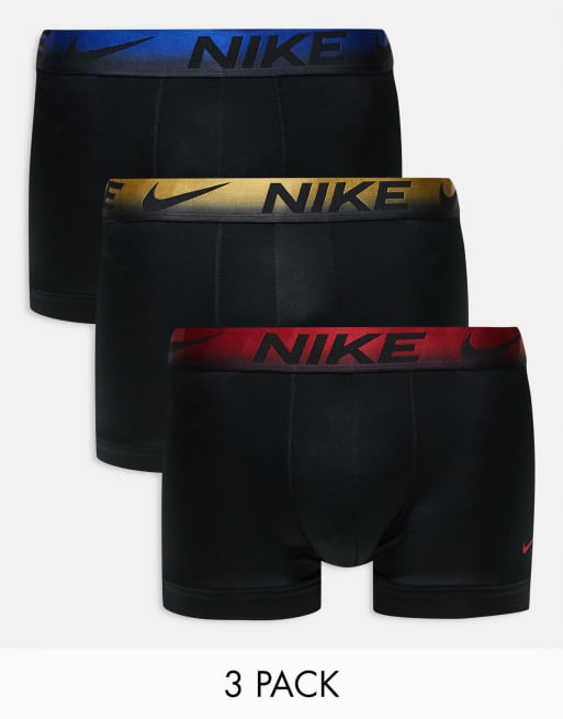 Nike Essential Microfiber 3 pack briefs with colored waistbands in blue/red/gold
