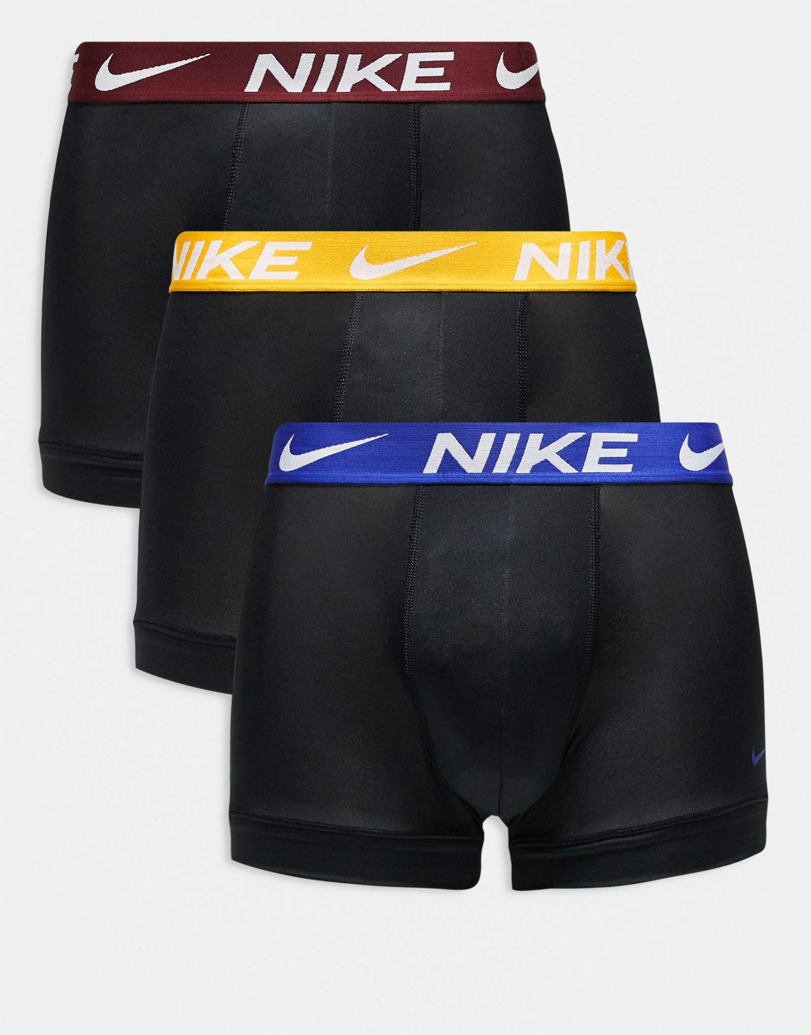 Кофр Nike Essential Microfiber 3 pack черного цвета с цветным поясом бордового / синего / желтого цвета 