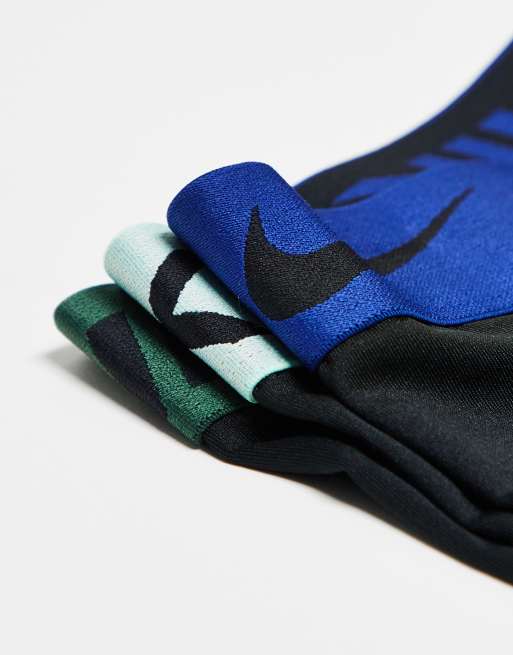Nike Essential Microfibre 3 pack boxer brief in black with coloured waistband in blue / mint / green waistbands, 2 of 3