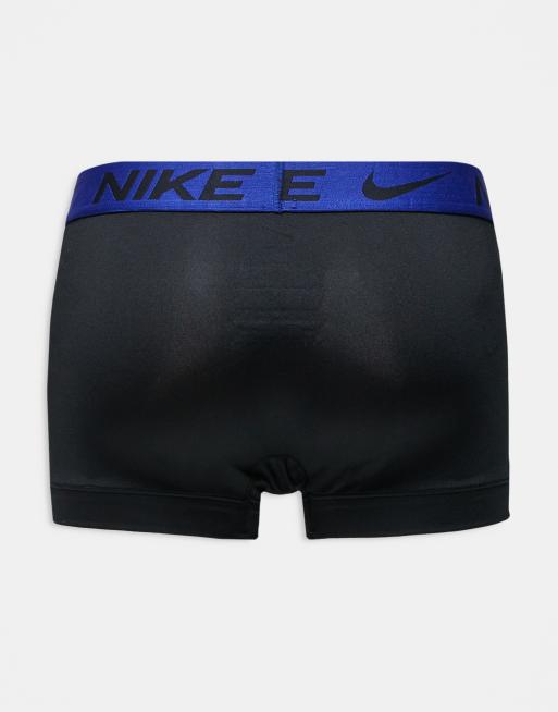 Nike Essential Microfibre 3 pack boxer briefs in black with colored waistbands in green / blue / mint, 3 of 3