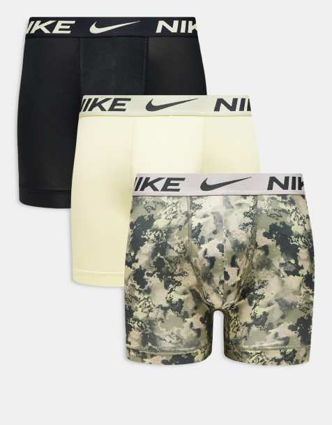 Nike Essential Microfibre 3 pack boxer briefs in camo/lime/black waistbands - view 1