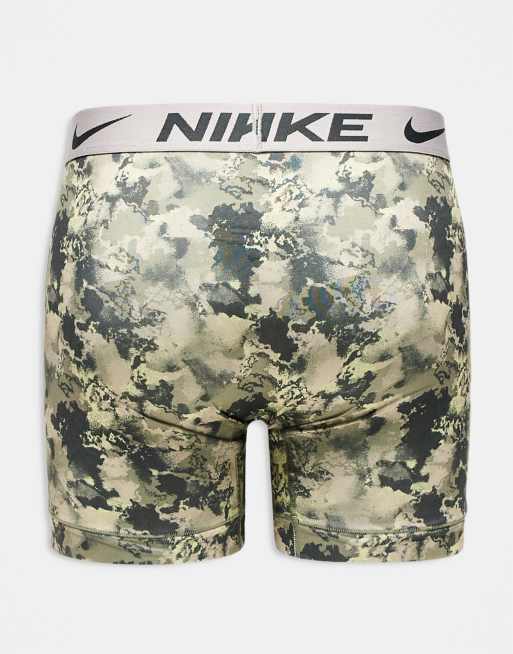 Nike Essential Microfibre 3 pack boxer briefs in camo/lime/black waistbands, 2 of 3