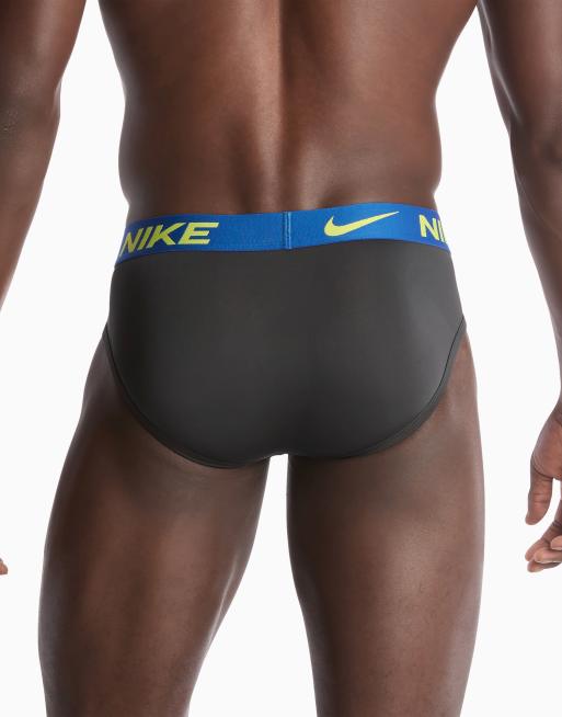 Nike Essential Microfibre 3 pack briefs in anthracite with coloured logo waistbands, 4 of 4