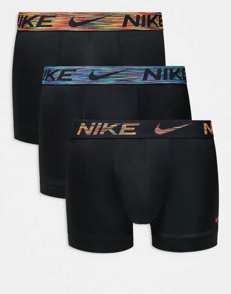 Nike Essential Microfibre 3 pack briefs in black with colored waistband in khaki / blue / green - view 1