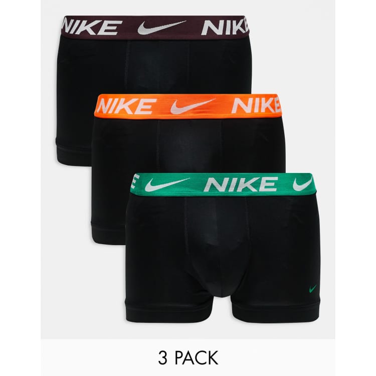 Nike Essential Microfibre 3 pack briefs with colored waistbands in