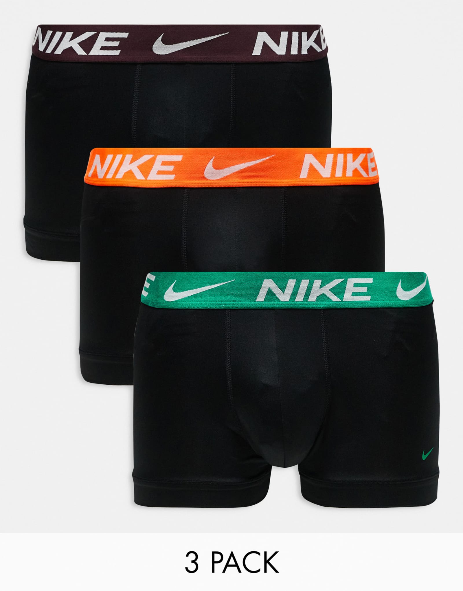 Трусы Nike Essential из микрофибры, 3 штуки, с цветными поясами оранжевого, бордового и зеленого цветов