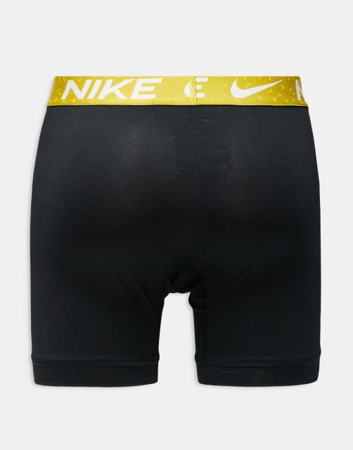 Nike Essential Microfibre 3 pack of boxer briefs in black with yellow/green/blue waistbands, 4 of 4