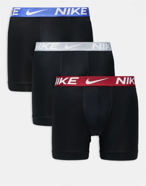 Nike - Essential Microfibre - Confezione da 3 boxer neri con fascia in vita rossa/grigia/viola - view 1