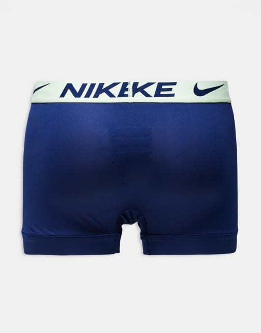 Nike - Essential Microfibre - Confezione da 3 paia di boxer aderenti blu con elastico in vita blu/lavanda/menta, 3 di 3