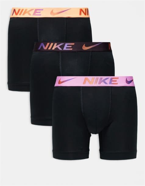 Nike – Essential Microfibre – Eng geschnittene Boxershorts in Schwarz mit Bund in Rosa/Schwarz/Orange, 3er-Pack - view 1