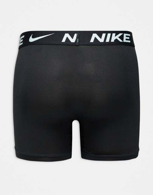 Nike - Essential Microfibre - Set van 3 boxershorts in zwart met gekleurd logo op taillebanden, 2 van 3