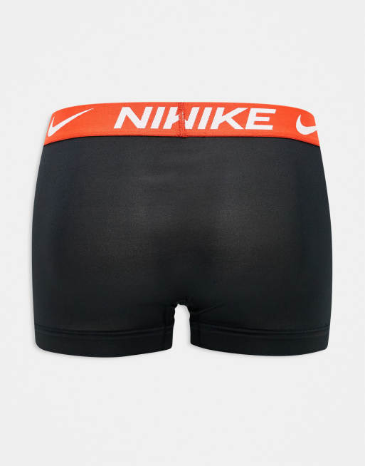 Nike - Essential - Microfibre - Set van 3 boxershorts met gekleurde tailleband in goud/rood/zwart, 3 van 3