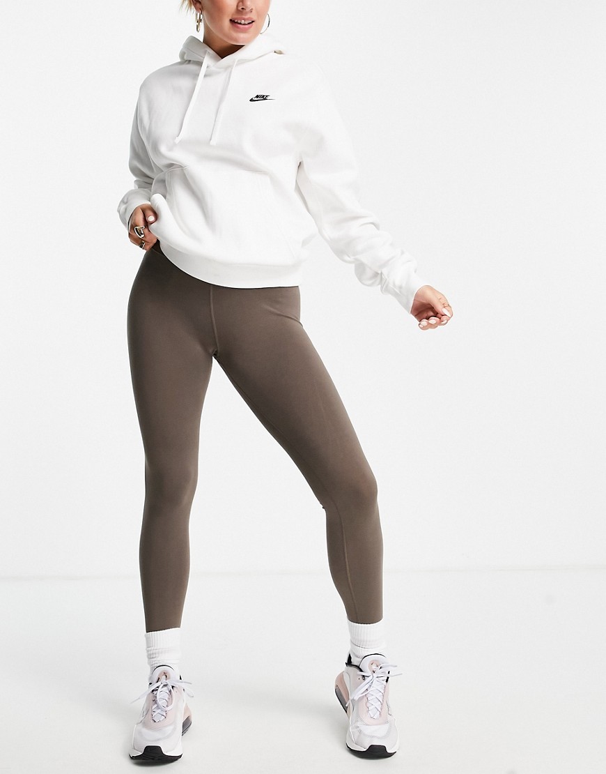 Nike essential mid rise leggings in brown-Grey
