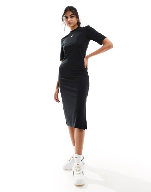blue dress for baby girl Black Boat Neck Long Sleeve A-Line Penni Midi Dress