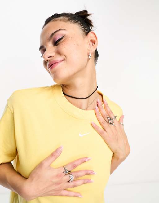 Nike Essential mini swoosh boyfriend t-shirt in topaz gold
