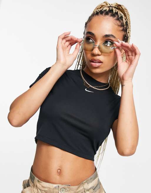 Nike black mini 2024 swoosh crop top