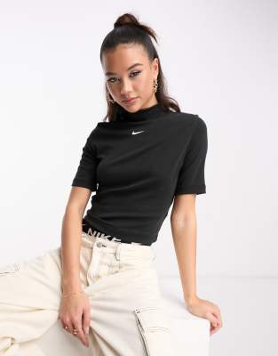 Nike Rib Jersey Flare Trousers in Black