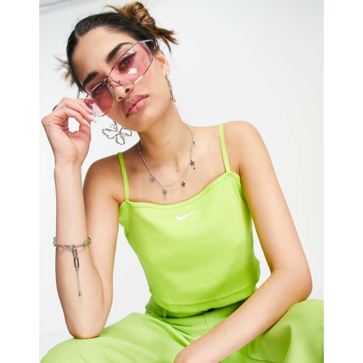Nike Essential mini swoosh ribbed cropped cami in atomic green | nike air  raids for kids today | MultiscaleconsultingShops