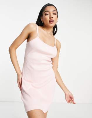 Nike Essential mini swoosh ribbed dress in light pink