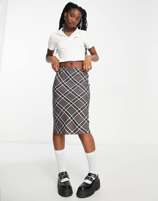 Long plaid hotsell skirt nike