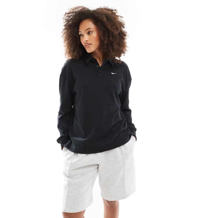 ★★Nike★★ Sportswear Essentials Oversized Long Sleeve Pol Nike Sportswear Essential Women's Oversized Long-Sleeve Polo