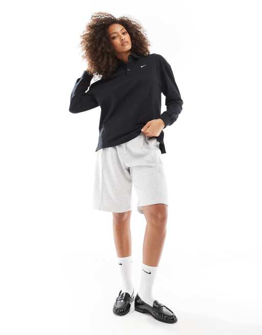Nike Essential oversized long sleeve polo in black | ASOS