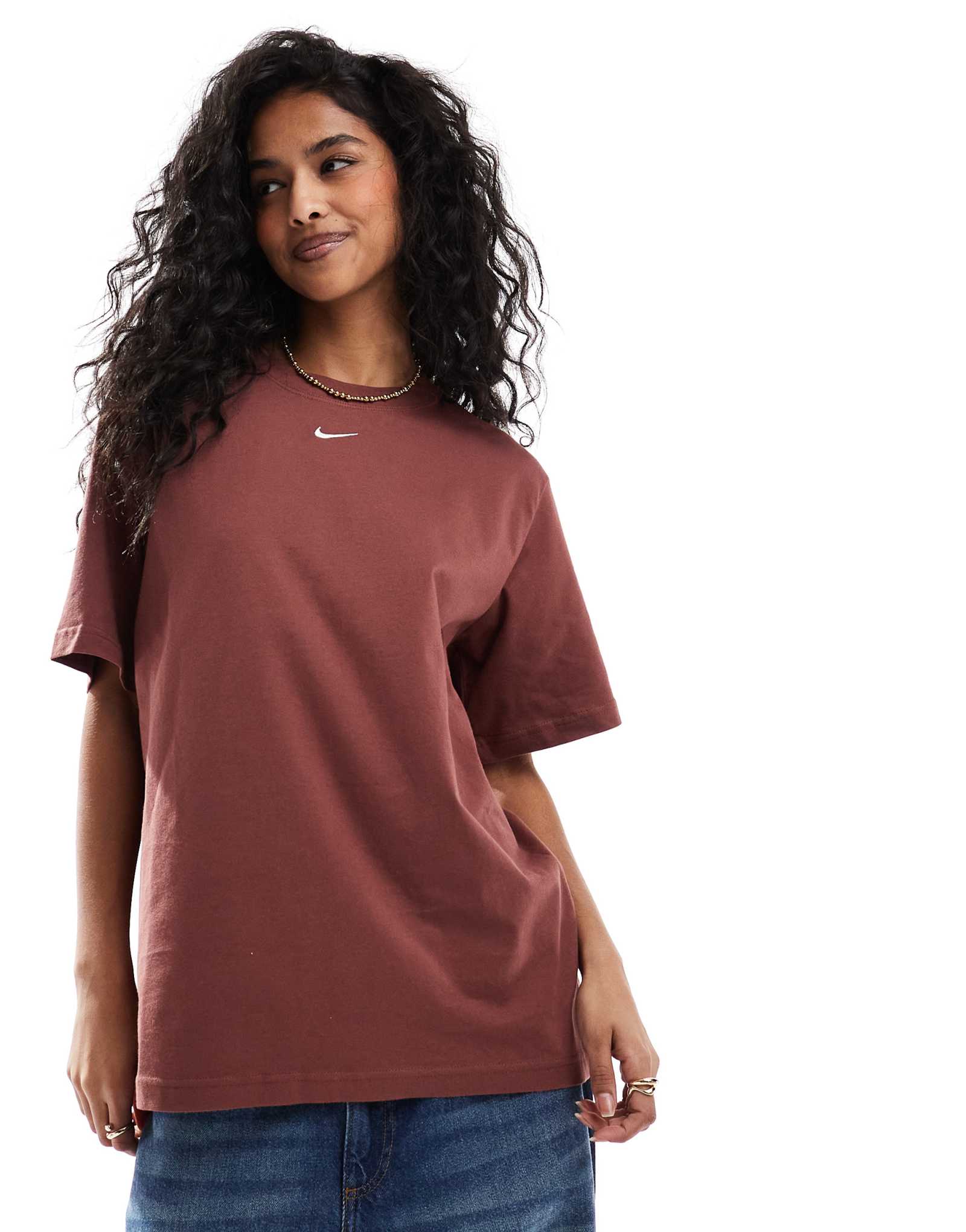 Футболка Nike Essential oversize бордового цвета