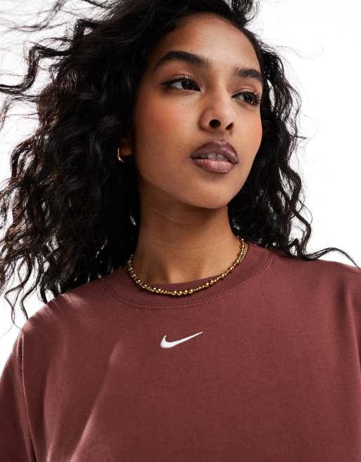 Nike Essential oversized t shirt in burgundy ASOS