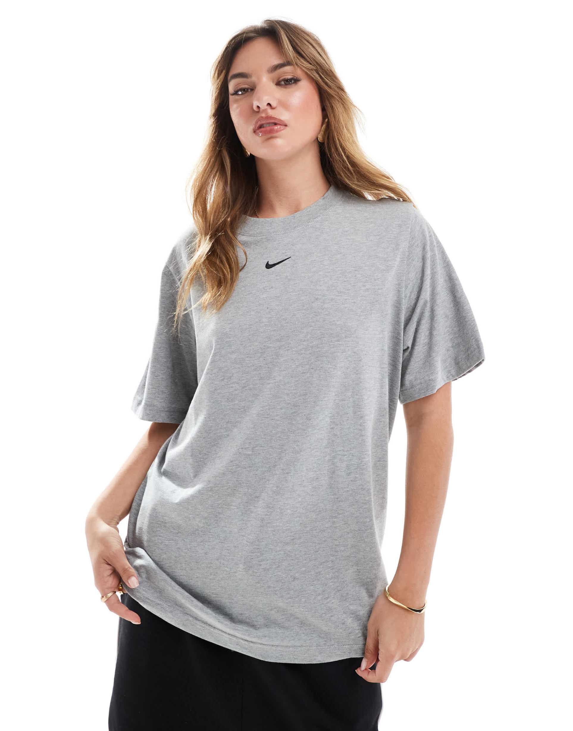 nike essential oversized t-shirt in gray