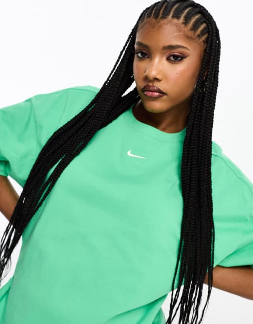 Nike mini swoosh oversized best sale boxy sweatshirt in green